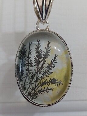Dendritic Agate Silver Pendant